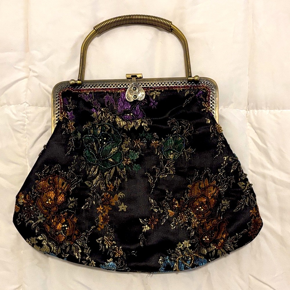 Elegant Black Floral Women's Bag